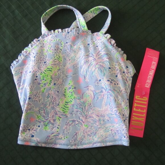 NWT LILLY PULITZER Women's Letitia Bra Tank UPF 5 XXS Blue Peri Removable Pads - Picture 2 of 11